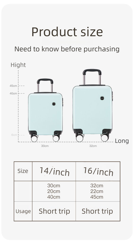 Black 14 Inch Lightweight Carry-on Luggage for heights over 1.6m - Underseat & Overhead Cabin Hardside Suitcase with Cup Holder & Phone Stand