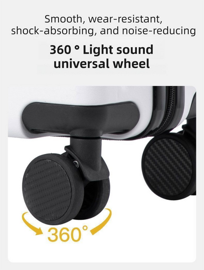 Black 16 Inch Lightweight Carry-on Luggage for heights under 1.6m - Underseat & Overhead Cabin Hardside Suitcase with Cup Holder & Phone Stand