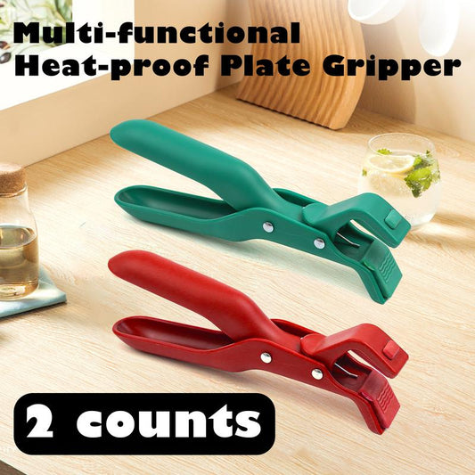 2-Count Non-Slip & Scald Plate Gripper - Heat-Resistant Silicone & Nylon, Kitchen Ergonomic Multi-Functional Lifter