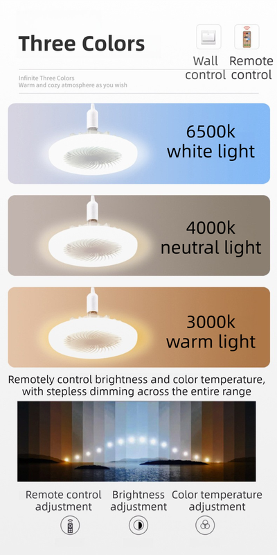 Black Remote LED Ceiling Fan Light with Aromatherapy Slot and Removable E27 Base Socket -  Timer & Dimmable & 3-Speed & 3-Color Temperature Adjustable
