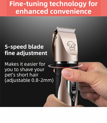 Gold K5 Lightweight Pet Precision Grooming Clipper - USB Rechargable, Low Noise Dog & Cat Hair Trimmer with 5-Level Adjustable Titanium Ceramic Blade & 4*Guide Combs