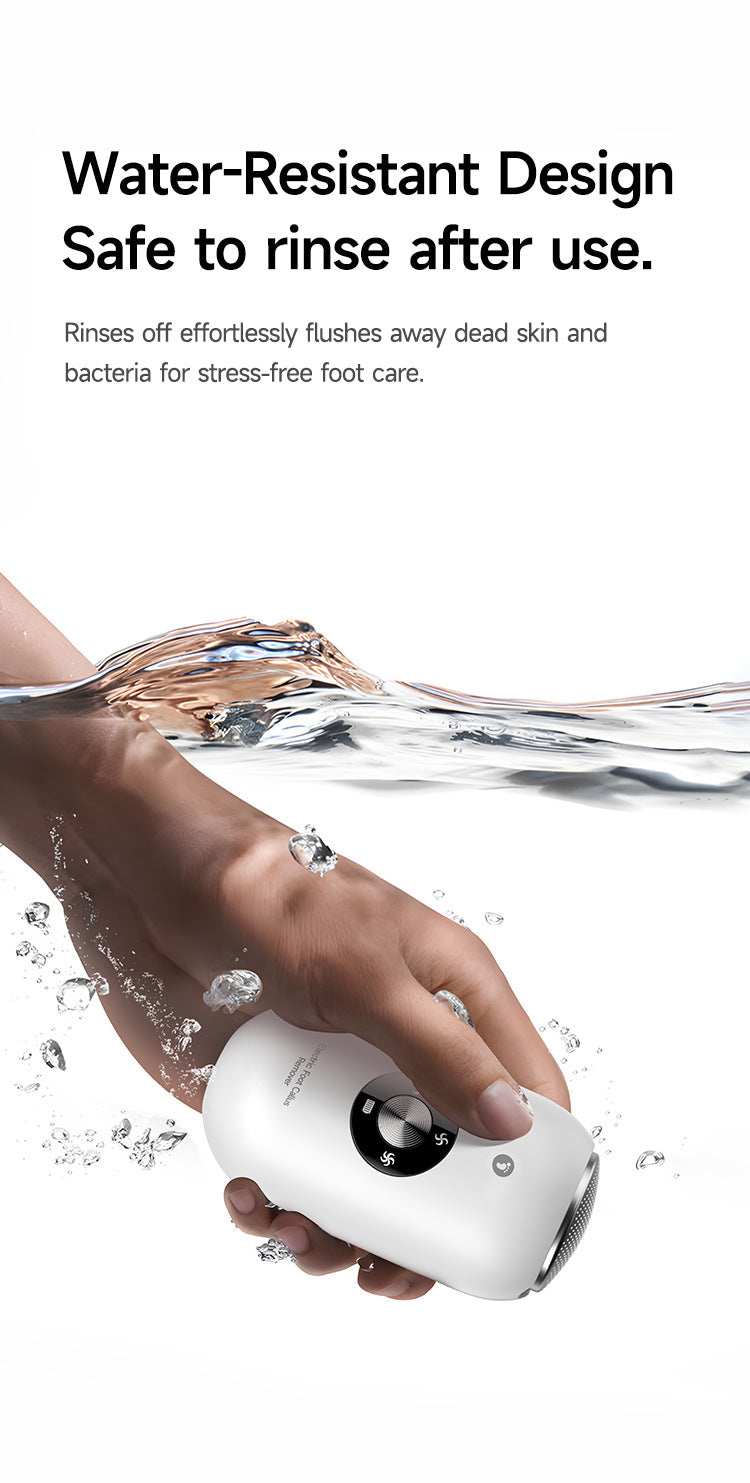 White A1 Compact Electric Foot Dead Skin and Callus Remover - IPX6 Pedicure Tool with 3-Speed Mode & Dual 360Â°Rotating Stainless Steel Heads