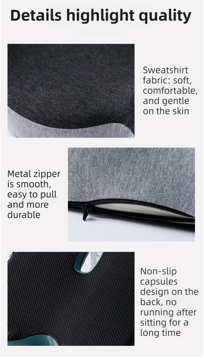 Black Ergonomic Memory Foam Seat Cushion & Lumbar Support(44x42x32CM) - Relieves Sciatica & Corrects Posture with Breathable Cover