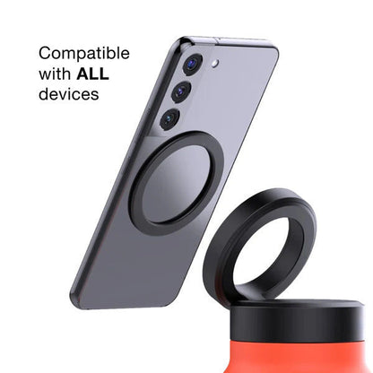 White 24oz Stainless Steel Insulated Water Bottle With 90Â° Adjustable Vertical/Horizontal Magnetic Phone Holder - Ringo Style Magnetic Lid Sport Flask