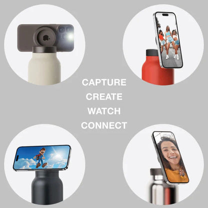 Orange 24oz Stainless Steel Insulated Water Bottle With 90Â° Adjustable Vertical/Horizontal Magnetic Phone Holder - Ringo Style Magnetic Lid Sport Flask