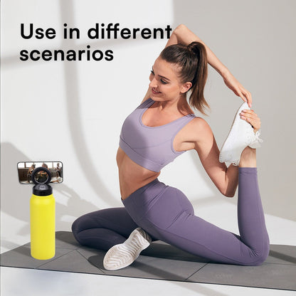 Sliver 24oz Stainless Steel Insulated Water Bottle With 90Â° Adjustable Vertical/Horizontal Magnetic Phone Holder - Ringo Style Magnetic Lid Sport Flask