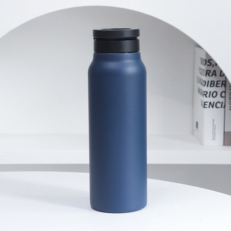 Dark Blue 24oz Stainless Steel Insulated Water Bottle With 90Â° Adjustable Vertical/Horizontal Magnetic Phone Holder - Ringo Style Magnetic Lid Sport Flask