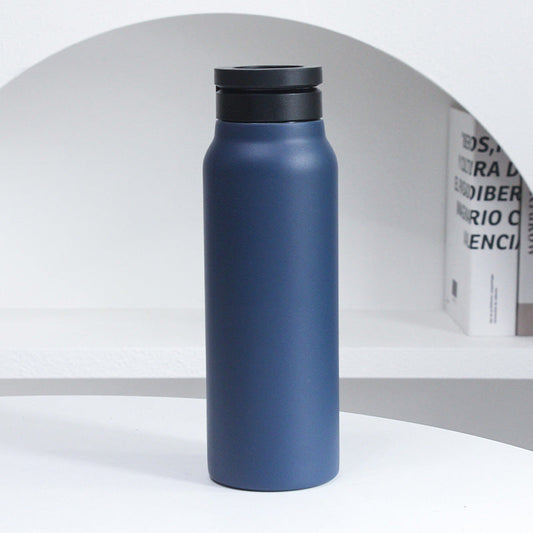 Dark Blue 24oz Stainless Steel Insulated Water Bottle With 90Â° Adjustable Vertical/Horizontal Magnetic Phone Holder - Ringo Style Magnetic Lid Sport Flask