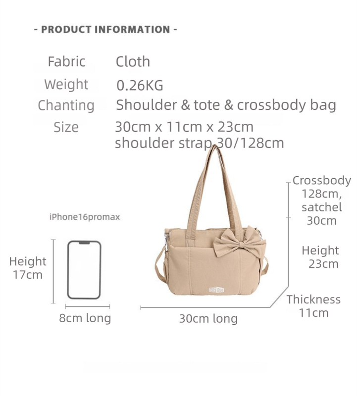 Blue Puffy Quilted Nylon Hobo & Crossbody Bag with Cute Bowknot - Trendy Large-Capacity Handbag with Multiple Compartments