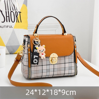Brown Large Capacity PU Leather Women's Handbag & Shoulder Bag - Elegant Multi-Pocket Commuter Satchel for 12" Tablets, Umbrellas & Long Wallets