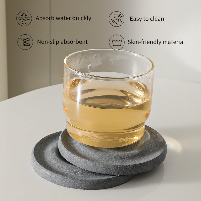 6-Pack Dark Grey Instant Dry Diatomite Round Coaster Tray(10x10CM) - Ultra-Absorbent Bathroom Sink Caddy & Cup Mat