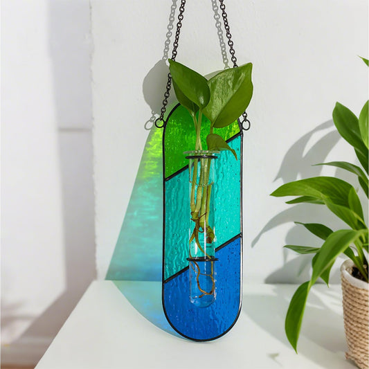 Handcrafted Colored Glass Hydroponic Test Tube Vase - Creative Indoor Wall-Mounted Decor for Cuttings & Flowers
