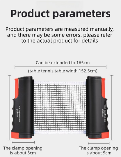 Grey Portable Table Tennis Set with 2 Paddles, 3 Balls and Carry Bag - 165cm Retractable Ping Pong Net & Post - Indoor/Outdoor Professional Training Kit