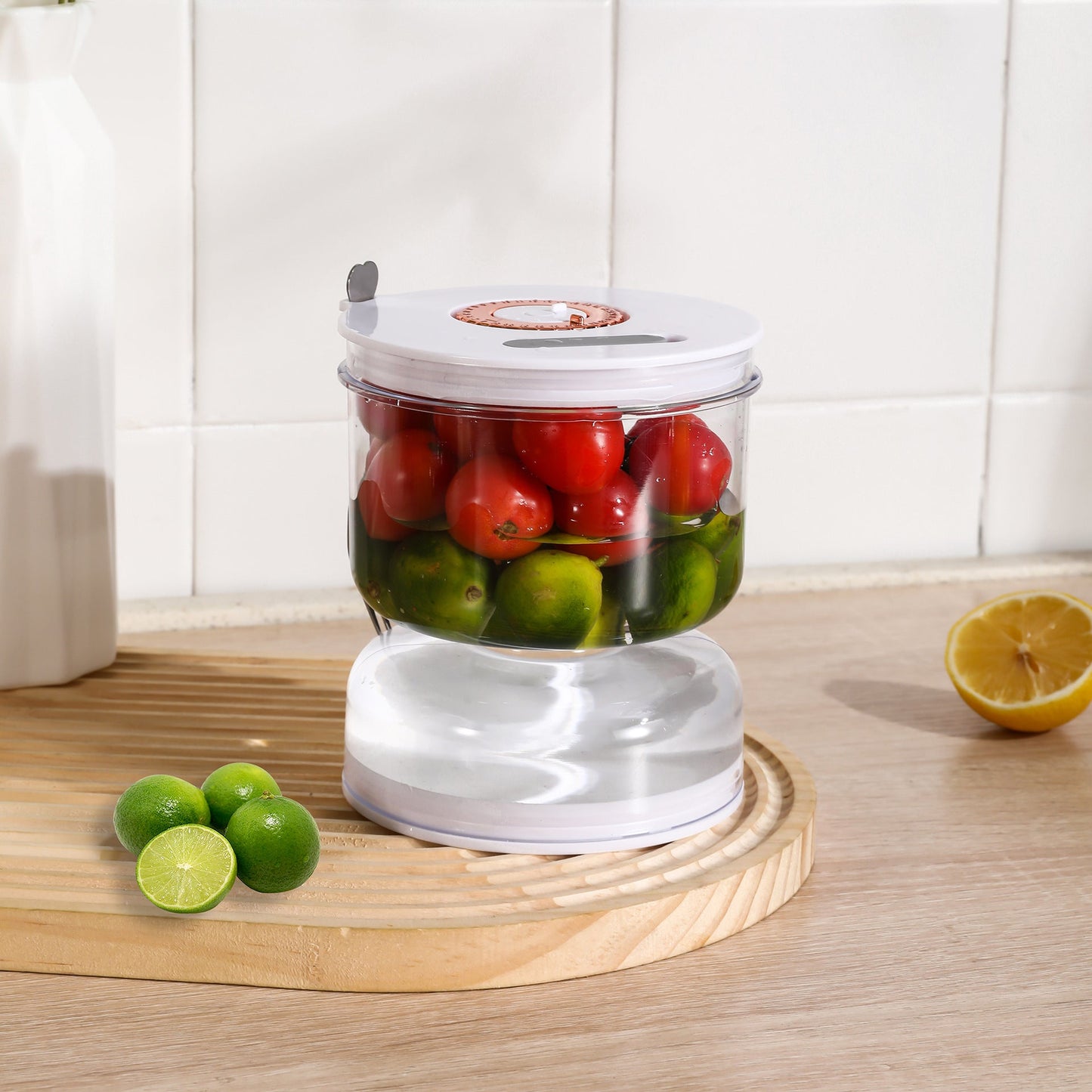Food-Grade Pickle Hourglass Jar with Strainer Flip - 200ml Compact Kitchen Wet and Dry Separation Container for Olives, JalapeÃ±os & Pickles