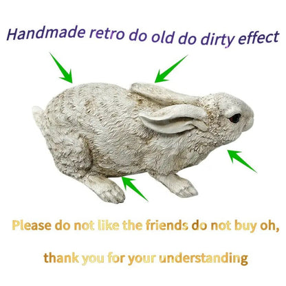 Weather-Resistant Resin Rabbit Garden Statue - Lifelike Animal Decorative Ornament for Gardens & Backyard Landscaping