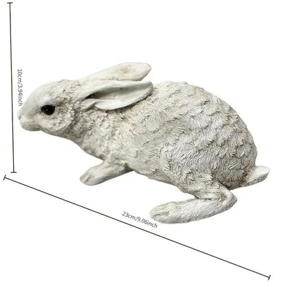 Weather-Resistant Resin Rabbit Garden Statue - Lifelike Animal Decorative Ornament for Gardens & Backyard Landscaping