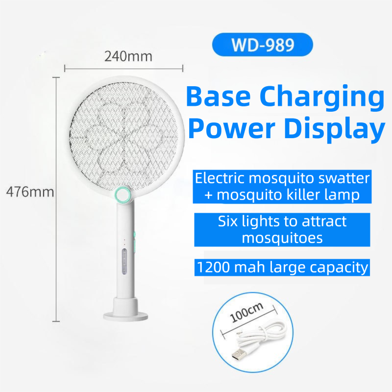 2-in-1 Foldable Electric Mosquito Swatter & UV Light Killer Lamp with 180Â° Rotating Head and Base - Wall-Mounted & Self-Standing Non-Toxic Pest Control