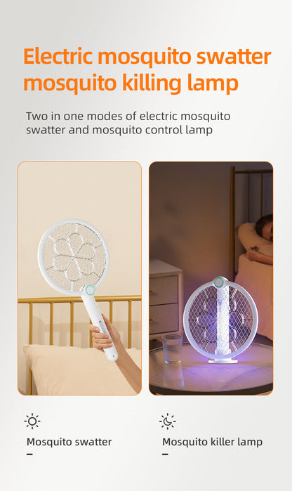2-in-1 Foldable Electric Mosquito Swatter & UV Light Killer Lamp with 180Â° Rotating Head and Base - Wall-Mounted & Self-Standing Non-Toxic Pest Control