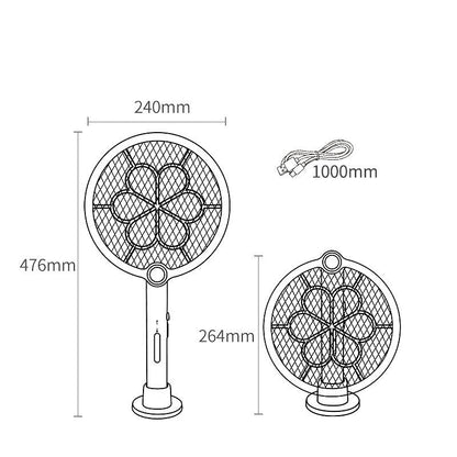 2-in-1 Foldable Electric Mosquito Swatter & UV Light Killer Lamp with 180Â° Rotating Head and Base - Wall-Mounted & Self-Standing Non-Toxic Pest Control