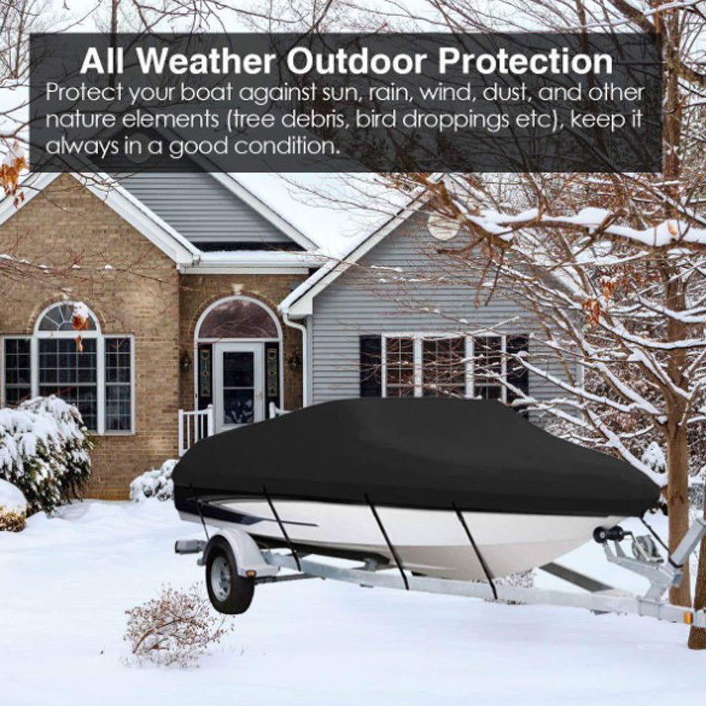 Black Heavy-Duty V-Hull Shield for 11 to 13 FT Yachts - All-Weather Water / Dust / UV Resistant 190T Silver Coated  Marine Protector