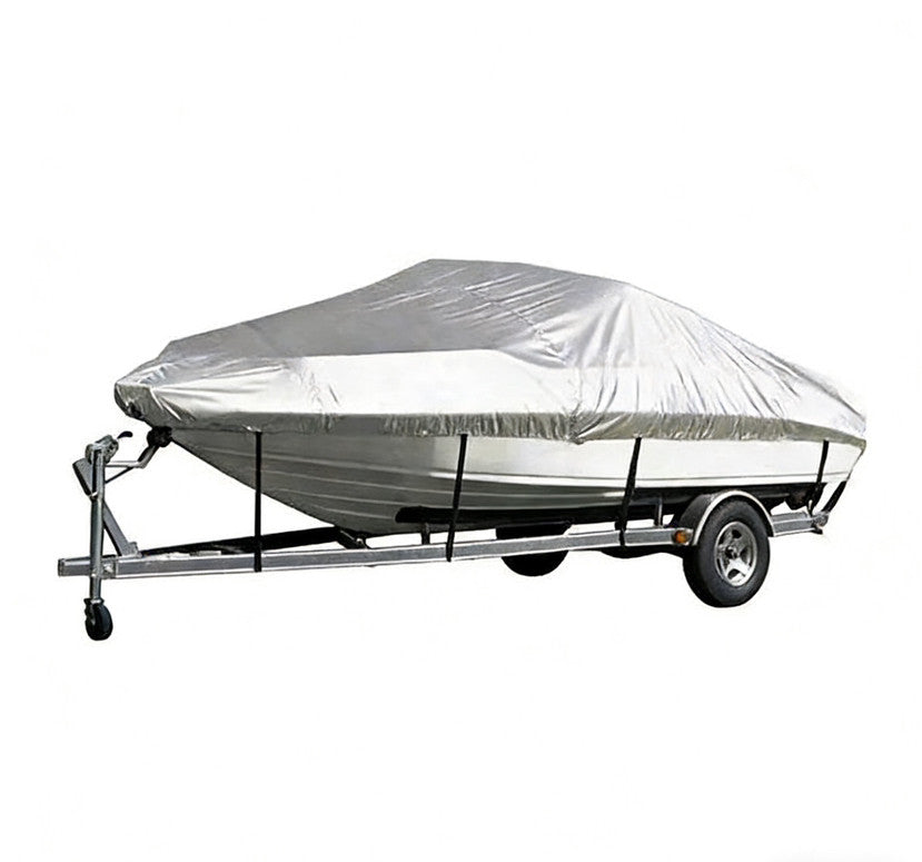 Sliver Heavy-Duty V-Hull Shield for 16 to 18 FT Yachts - All-Weather Water / Dust / UV Resistant 190T Silver Coated  Marine Protector