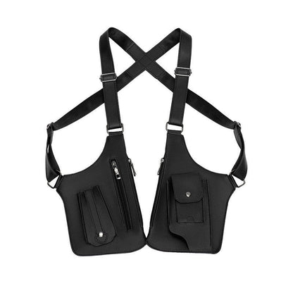 Black Multi-functional Expandable Men's Tactical Chest Rig Bag - Waterproof & Lightweight Retro Underarm Pack