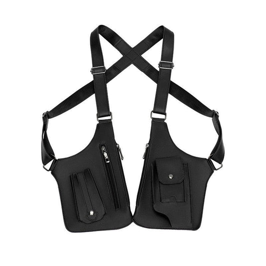 Black Multi-functional Expandable Men's Tactical Chest Rig Bag - Waterproof & Lightweight Retro Underarm Pack