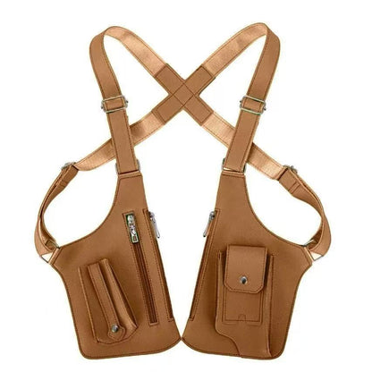 Brown Multi-functional Expandable Men's Tactical Chest Rig Bag - Waterproof & Lightweight Retro Underarm Pack