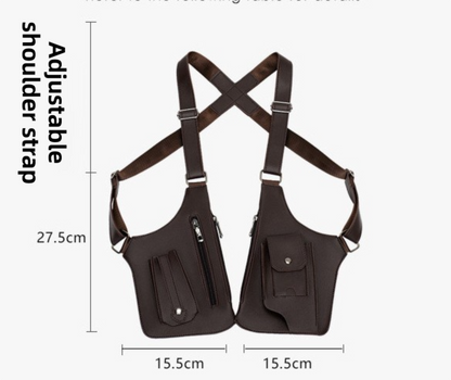 Brown Multi-functional Expandable Men's Tactical Chest Rig Bag - Waterproof & Lightweight Retro Underarm Pack