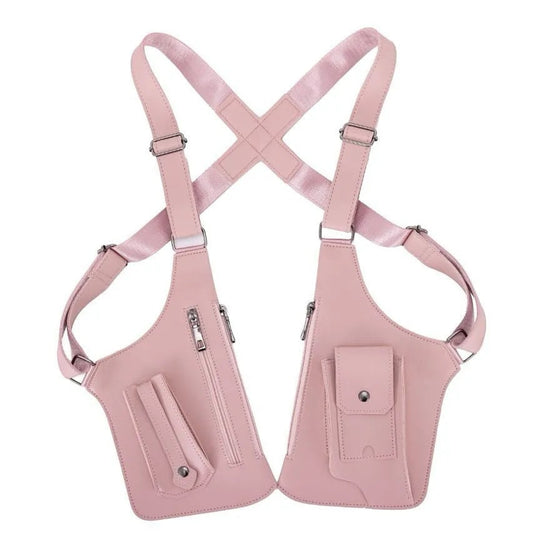 Pink Multi-functional Expandable Men's Tactical Chest Rig Bag - Waterproof & Lightweight Retro Underarm Pack