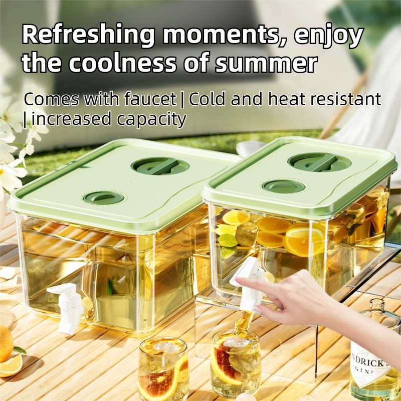 5L Compact Fridge-Ready Cold Drink Dispenser with Spigot, Timer and Infuser Filter - Food-Grade PP & Heat Resistant Fruit Tea Tank