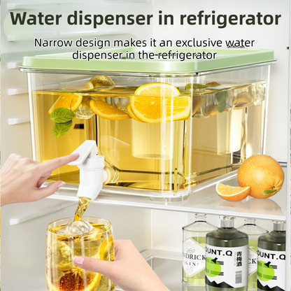 5L Compact Fridge-Ready Cold Drink Dispenser with Spigot, Timer and Infuser Filter - Food-Grade PP & Heat Resistant Fruit Tea Tank