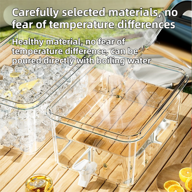 5L Compact Fridge-Ready Cold Drink Dispenser with Spigot, Timer and Infuser Filter - Food-Grade PP & Heat Resistant Fruit Tea Tank