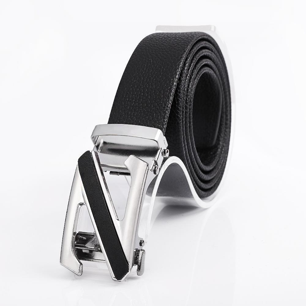 Men's Fashionable Z Style Sliver Automatic Buckle Sleek Business Suit Belt - Adjustable No-Hole Waistband (3.5cm Width & 120cm Length)