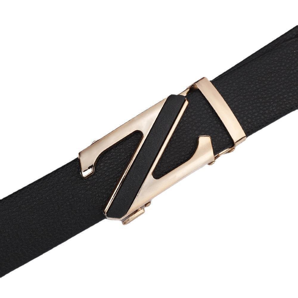 Men's Fashionable Z Style Sliver Automatic Buckle Sleek Business Suit Belt - Adjustable No-Hole Waistband (3.5cm Width & 120cm Length)