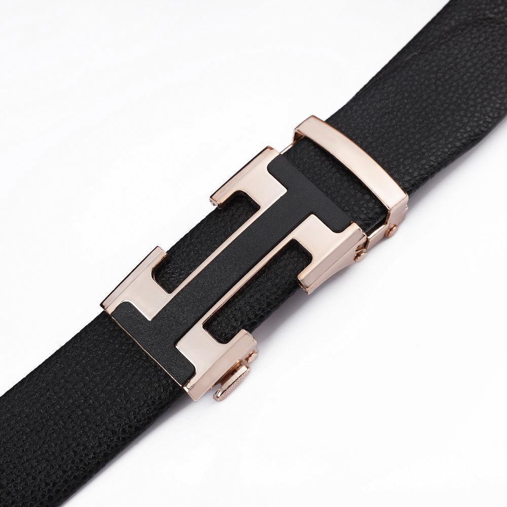 Men's Fashionable I Style Sliver Automatic Buckle Sleek Business Suit Belt - Adjustable No-Hole Waistband (3.5cm Width & 120cm Length)