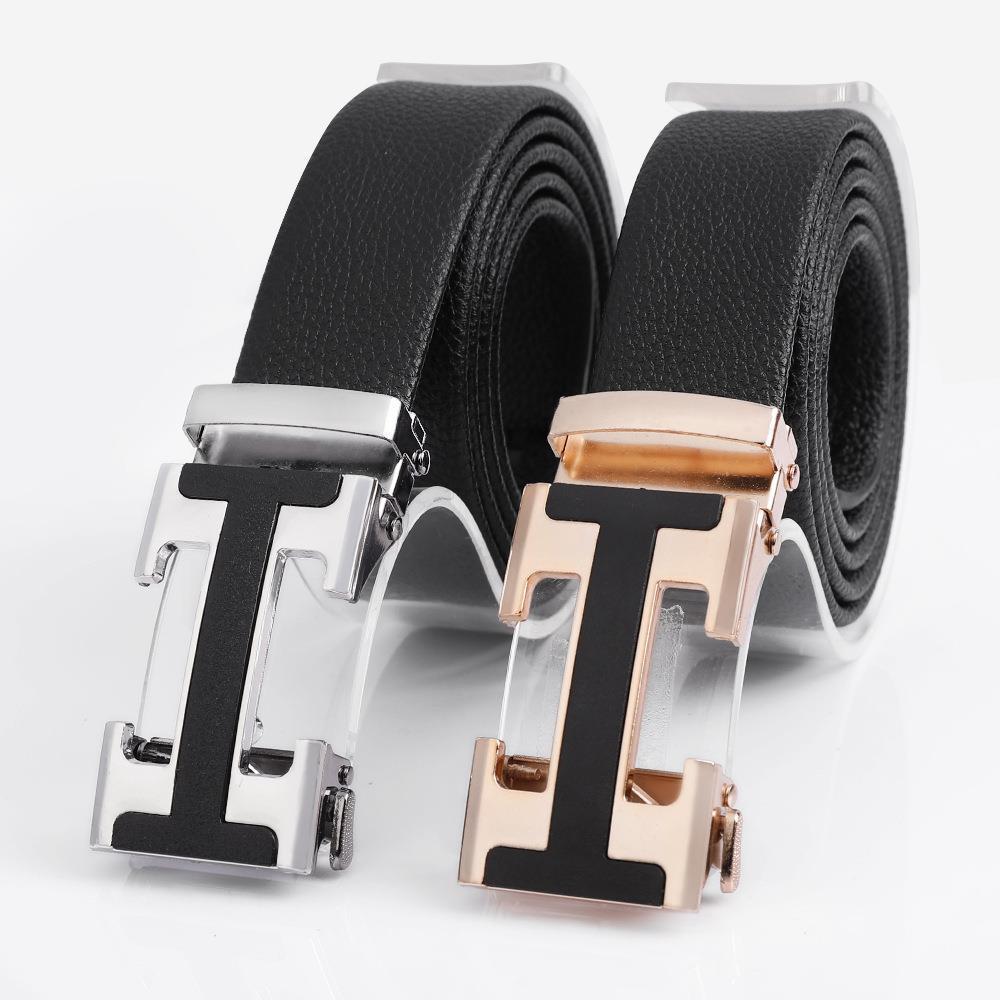 Men's Fashionable I Style Sliver Automatic Buckle Sleek Business Suit Belt - Adjustable No-Hole Waistband (3.5cm Width & 120cm Length)