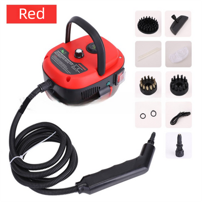 Red Portable High-Pressure Steam Cleaner with 1000ml Tank & 7-Piece Pro Brushes/Spray Nozzle Kit - 131Â°C High-Temp Deep Cleaning Machine for Kitchen Grease and Home Sanitization