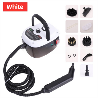 White Portable High-Pressure Steam Cleaner with 1000ml Tank & 7-Piece Pro Brushes/Spray Nozzle Kit - 131Â°C High-Temp Deep Cleaning Machine for Kitchen Grease and Home Sanitization
