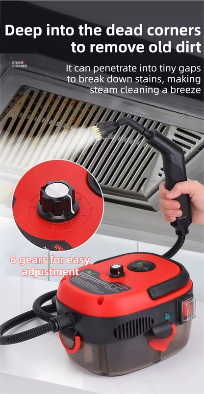 White Portable High-Pressure Steam Cleaner with 1000ml Tank & 7-Piece Pro Brushes/Spray Nozzle Kit - 131Â°C High-Temp Deep Cleaning Machine for Kitchen Grease and Home Sanitization