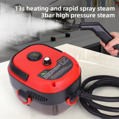White Portable High-Pressure Steam Cleaner with 1000ml Tank & 7-Piece Pro Brushes/Spray Nozzle Kit - 131Â°C High-Temp Deep Cleaning Machine for Kitchen Grease and Home Sanitization