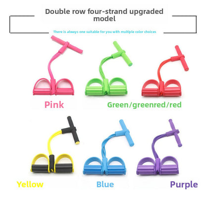 Blue Home Multi-Function Foot Pedal Resistance Trainer â€“ 4-Strand Elastic Pull Rope for Abdominal Exercise, Sit-Up Assistance, and Full-Body Fitness (Unisex)