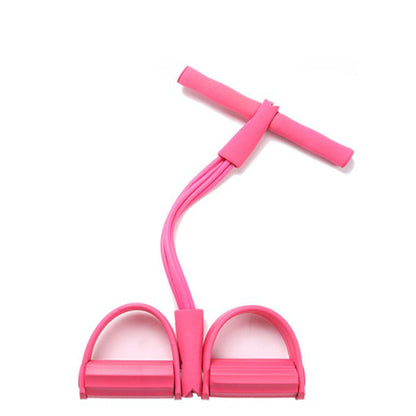 Pink Home Multi-Function Foot Pedal Resistance Trainer â€“ 4-Strand Elastic Pull Rope for Abdominal Exercise, Sit-Up Assistance, and Full-Body Fitness (Unisex)