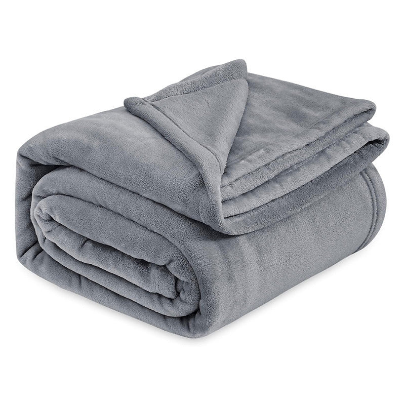 Grey Ultra-Soft Coral Fleece Blanket â€“ Lightweight Summer Throw for Office Naps, Air Conditioning, and Cozy Home Use(70*100cm)