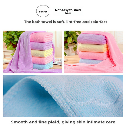 2-Pack Blue Embossed Microfiber Bear Bath Towels â€“ 70 x 140 cm, Ultra-Absorbent and Soft for Bath, Beach & Gym