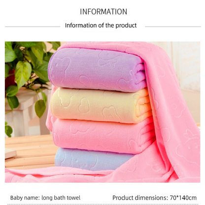 2-Pack Blue Embossed Microfiber Bear Bath Towels â€“ 70 x 140 cm, Ultra-Absorbent and Soft for Bath, Beach & Gym