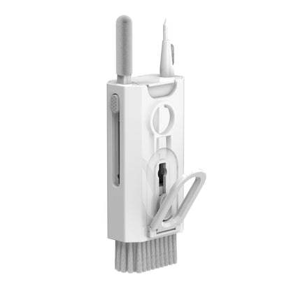 White Q8 8-in-1 Multi-Function Cleaning Kit â€“ Compact Keyboard, Phone, and Earphone Cleaner with Built-In Tools (No Cleaning Liquid Included)