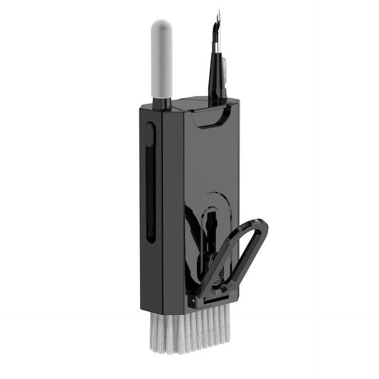 Black Q8 8-in-1 Multi-Function Cleaning Kit â€“ Compact Keyboard, Phone, and Earphone Cleaner with Built-In Tools (No Cleaning Liquid Included)