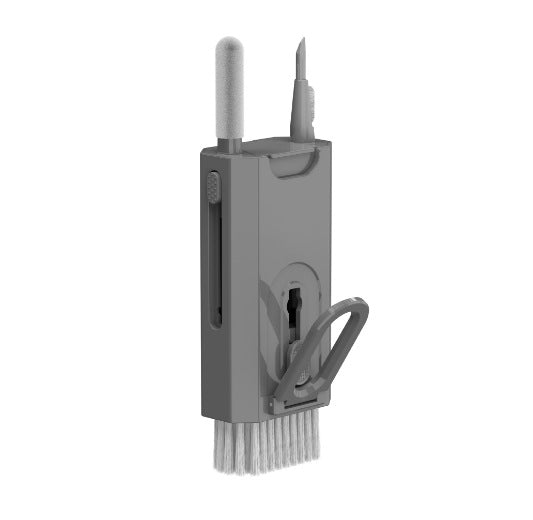 Grey Q8 8-in-1 Multi-Function Cleaning Kit â€“ Compact Keyboard, Phone, and Earphone Cleaner with Built-In Tools (No Cleaning Liquid Included)