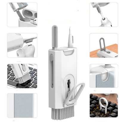 Grey Q8 8-in-1 Multi-Function Cleaning Kit â€“ Compact Keyboard, Phone, and Earphone Cleaner with Built-In Tools (No Cleaning Liquid Included)
